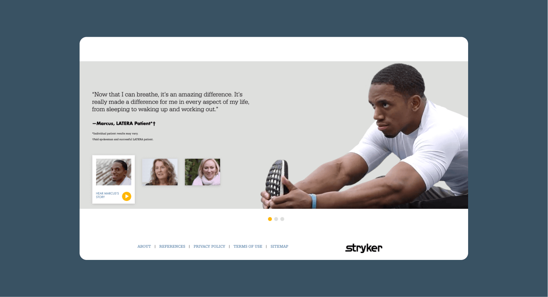 Stryker testimonial screen