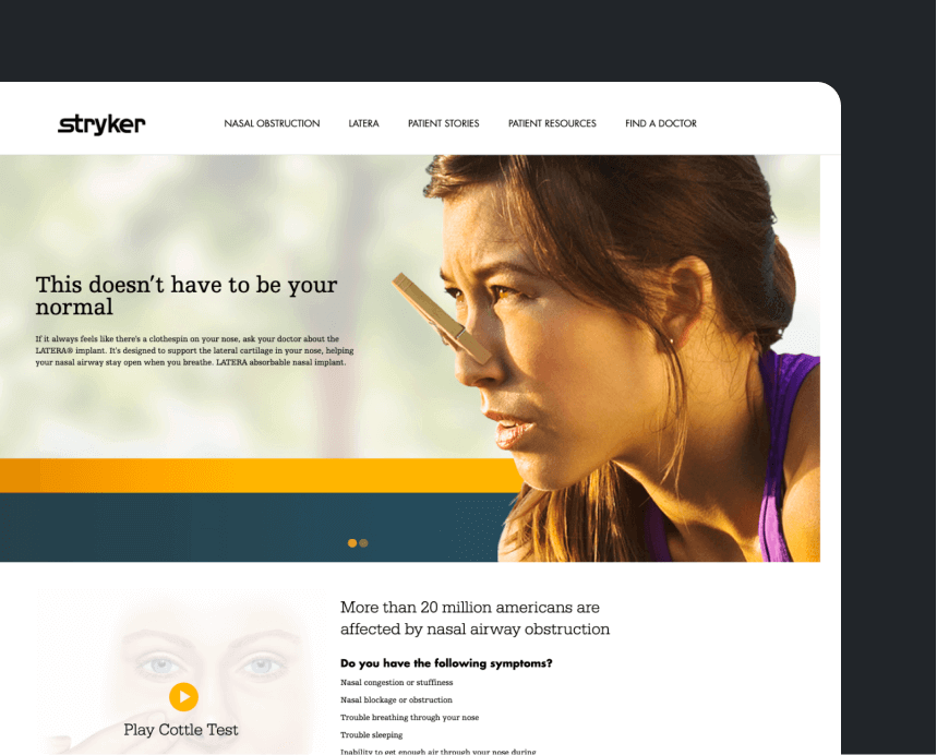 Stryker homepage hero screen