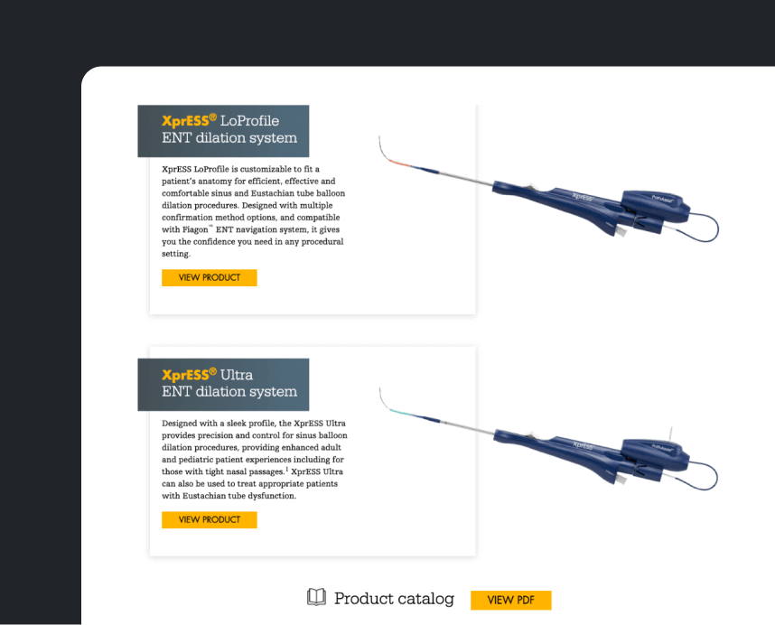 Stryker products screen