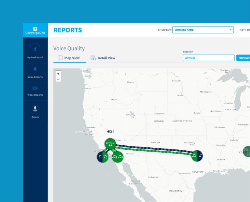 ConvergeOne voice quality reports by map view