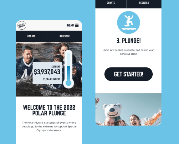 Polar Plunge Website Mobile View