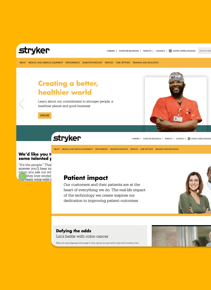 Examples of Stryker's webpages