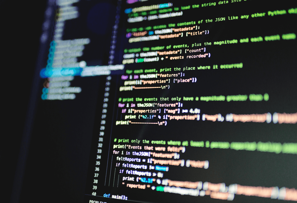 code on computer screen
