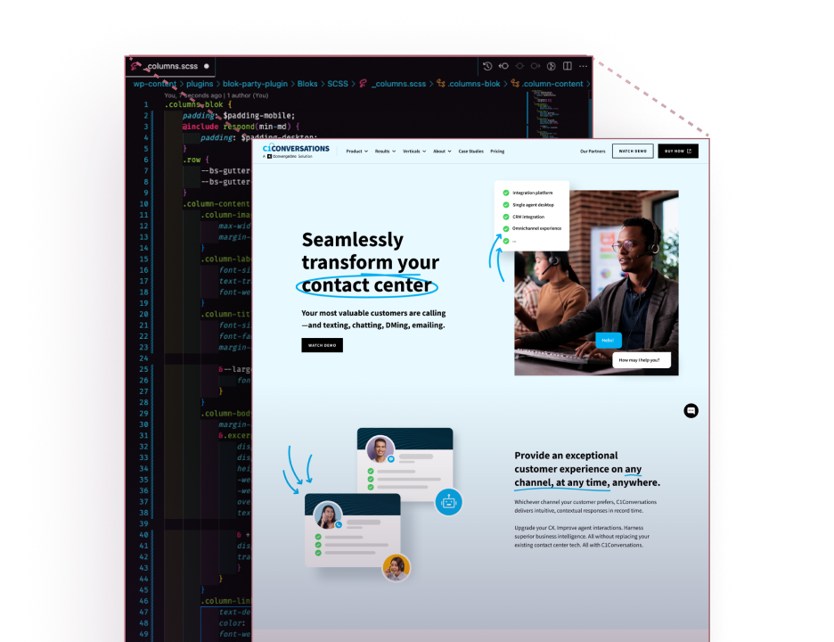 Image showing the transition from code landing page in design mode.