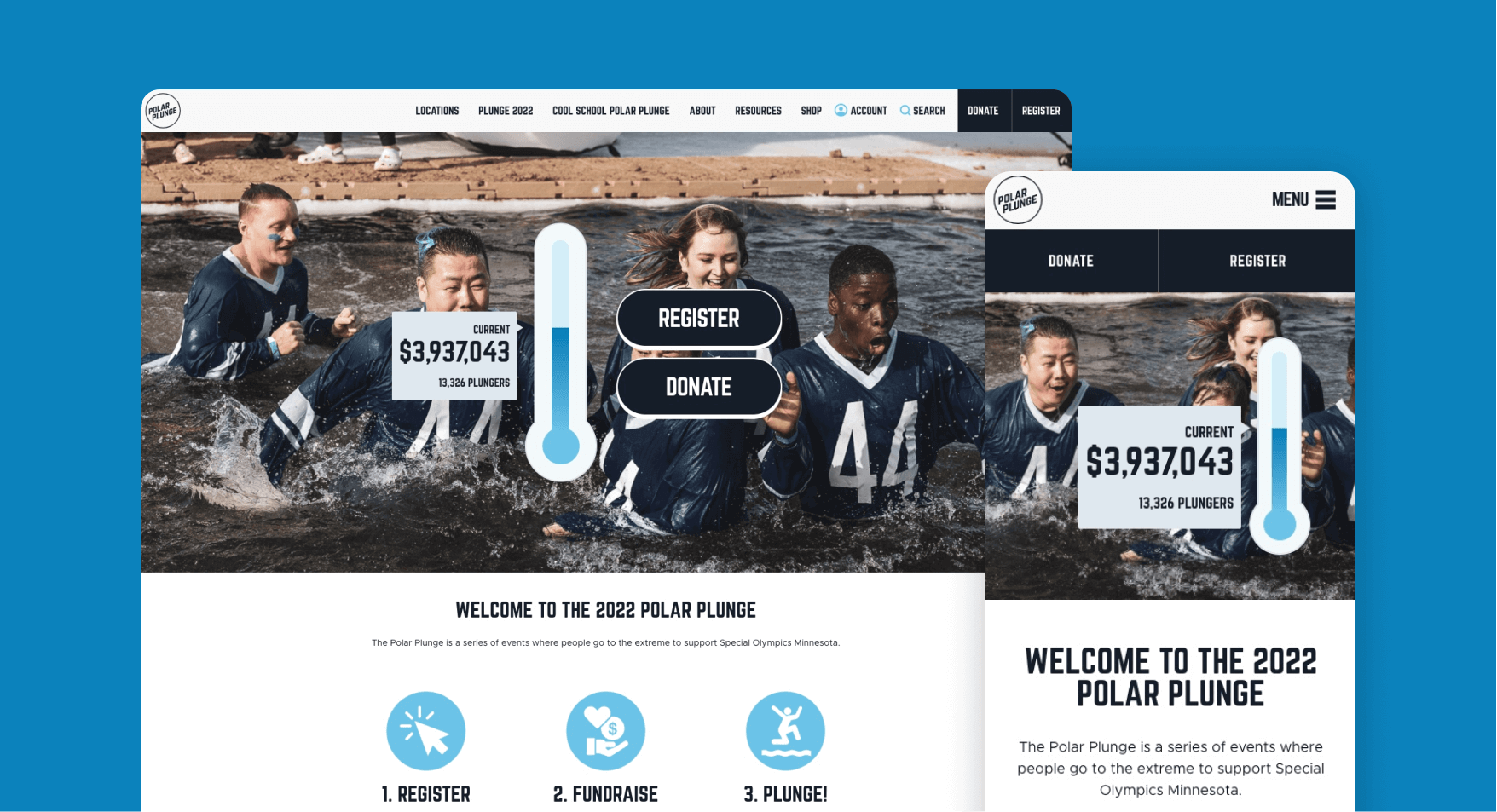 Special Olympics of Minnesota Polar Plunge Enrollment and Participation Website and supporting portal