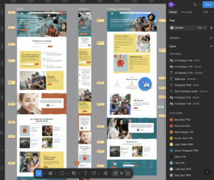 Screenshot of website designs on Figma