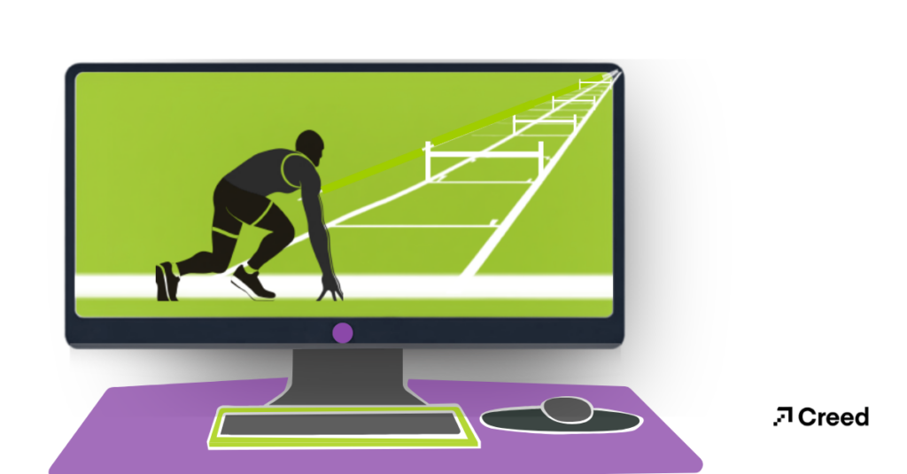Graphic of a runner at the beginning of the track