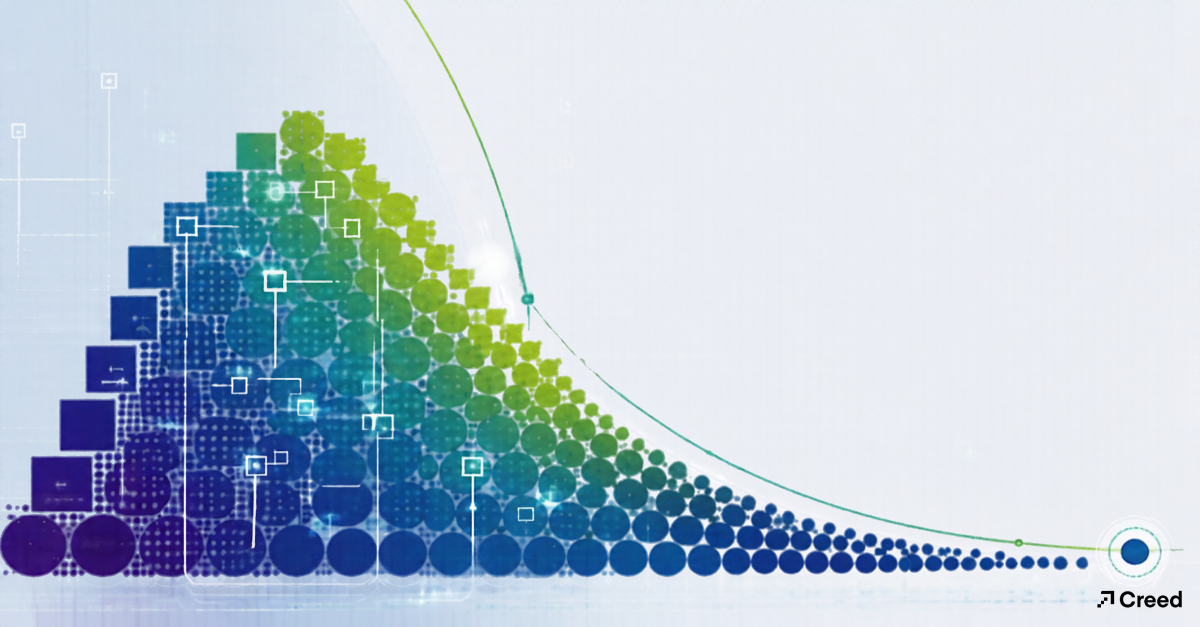 Graphic symbolizing a chart with an increase in height, followed by a long dip down